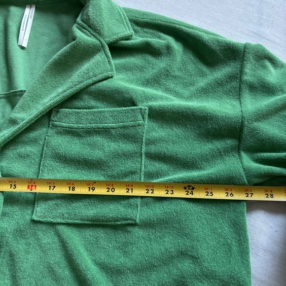 Anthropologie Green Terry Button Front Top L | Relaxed Soft Casual - Picture 6 of 8